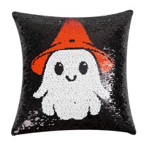 sruoe Decorative Throw Pillow Covers, 18x18 Pumpkin Pillow Cover, Cushion Covers Pillow, Soft Square Sofa Pillowcase, Fall Pillow Covers for Living Room, Halloween Thanksgiving Ghost Pillowcover