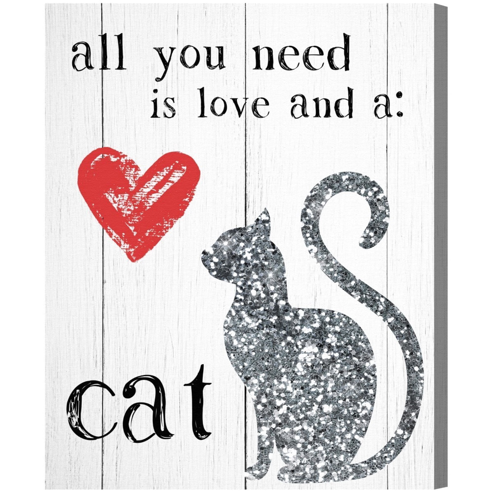 Runway Avenue Typography And Quotes Wall Art Canvas Prints Love And A Cat Love Quotes And Sayings Gray Black Walmart Com Walmart Com