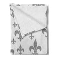 thumbnail image 2 of Fleur De Lis Soft Flannel Fleece Throw Blanket, Lily Pattern Classic Retro Royal Vintage European Iris Ornamental Artwork, Cozy Plush for Indoor and Outdoor Use, 60" x 80", Grey, by Ambesonne, 2 of 5