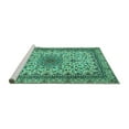 thumbnail image 2 of Ahgly Company Machine Washable Indoor Square Medallion Turquoise Blue Traditional Area Rugs, 6' Square, 2 of 4