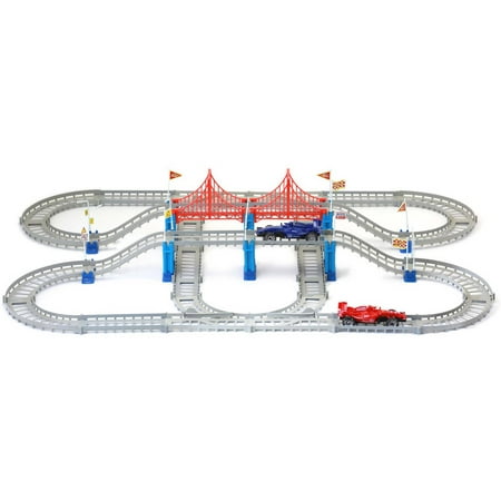 Build a Track -The Race / 2 Race Cars on 2 Outer Loops & 1 Inner Loop. Awesome 119pc Set Encourages Creativity and Fine Motor