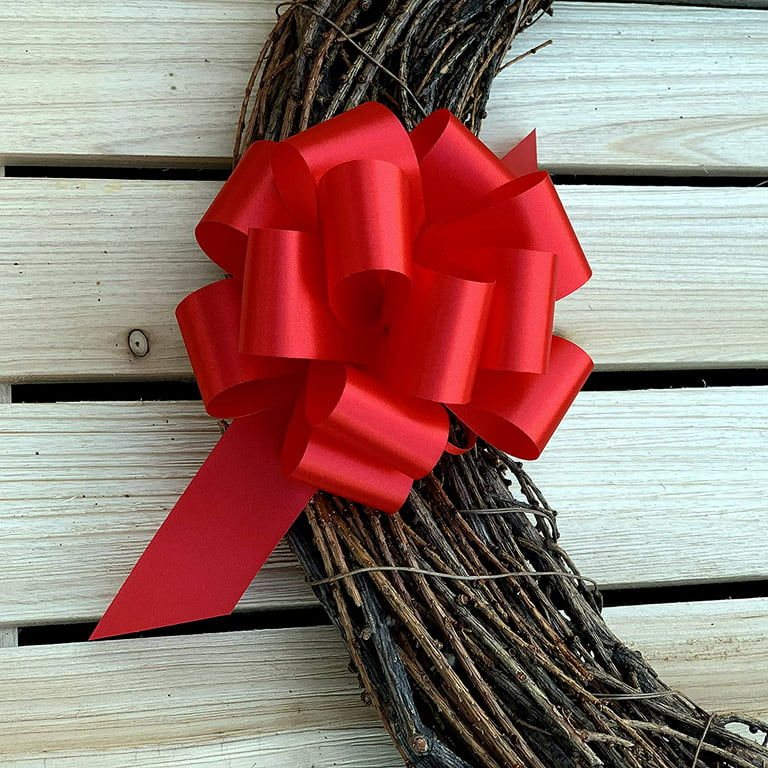 Red Christmas Gift Pull Bows - 5 Wide, Set of 10, Valentine's Day,  President's Day, Gift Bows, Wreath, Gift Basket, Presents, Birthday,  Memorial Day