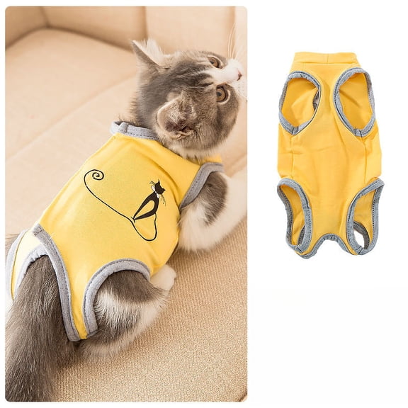 Cat Recovery Suit, Soft Comfortable Breathable Spay Neuter Surgical Clothing Kitten Onesie E Collar Alternative for Abdominal Recovery Weaning
