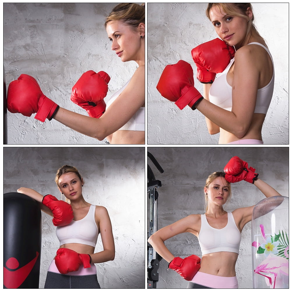 3 Pairs Boxing Gloves Hand Wraps Sparring Kit Kids Mittens The Fitness Child Red