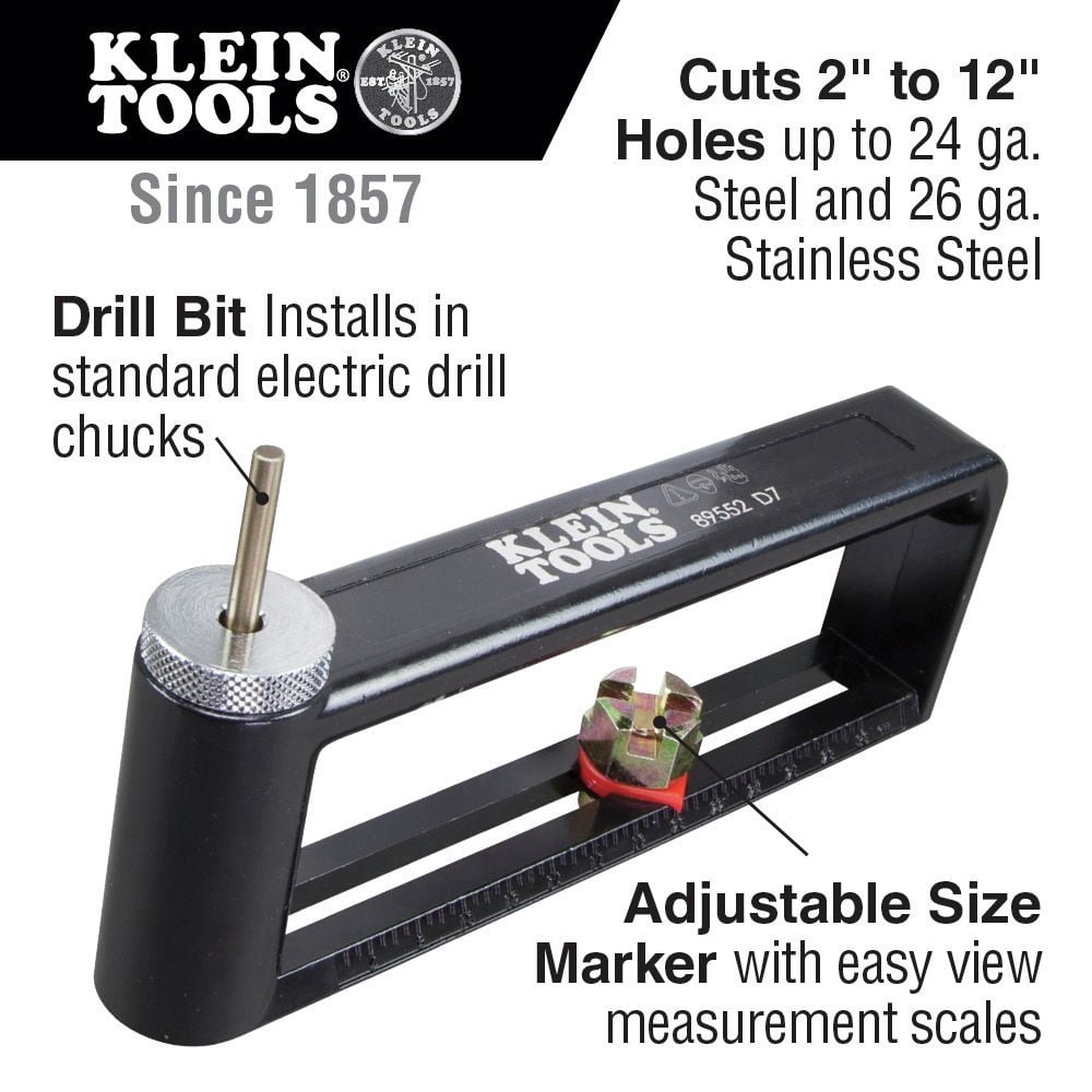 Klein Tools 89552 2 in. - 12 in. Duct and Sheet Metal Hole Cutter