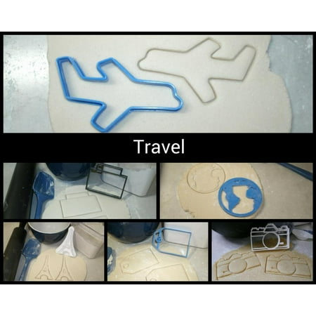 

World Travel Plane Camera Suitcase Globe Set of 6 Cookie Cutters USA PR1032