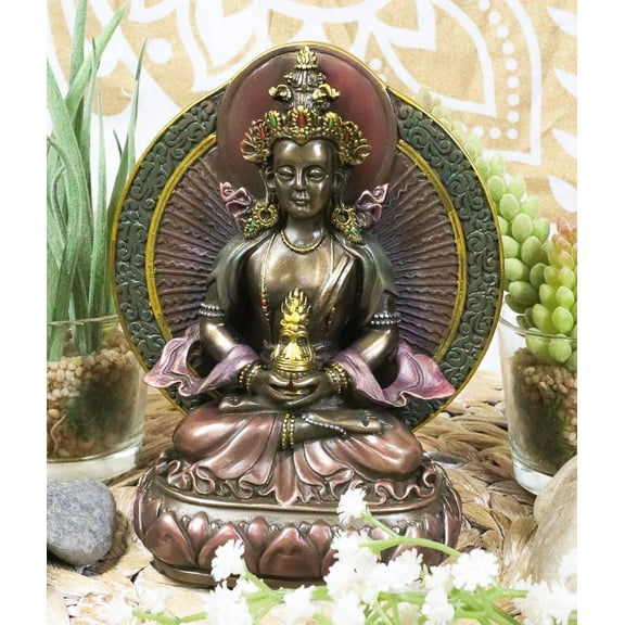 Ebros Feng Shui Buddhism Amitayus Buddha Amitabha Seated On Lotus Throne Statue
