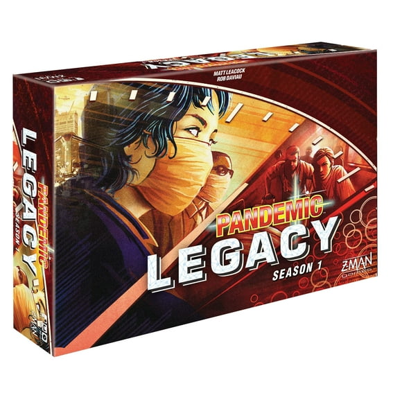 Jeu de Société Pandemic Legacy Saison 1 (Rouge) - Bataille Épique d'Un An contre les Maladies Morteuses! Jeu de Stratégie Coopératif pour Soirée Jeux en Famille, 13+, 2-4 Joueurs, 1 Heure