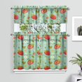 thumbnail image 2 of Strawberry Kitchen Curtain Valance 3 Piece Set Short Curtain Sink Window Decor 36 Inch Small Window Treatment Tier 27.5x36 Length, 2 of 6