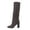 Brown, variant on YDN Women Comfort Round Closed Toe Knee High Boots Pull On Wide Calf Classic Chunky Block Heels Fall Winter Dressy Shoes Size 7 Brown