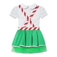 thumbnail image 4 of YiZYiF Kids Girls Gingerbread Man Dress-Up Stripes Ruffled Tutu Leotard Dance Dress Party Wear Green 8, 4 of 5