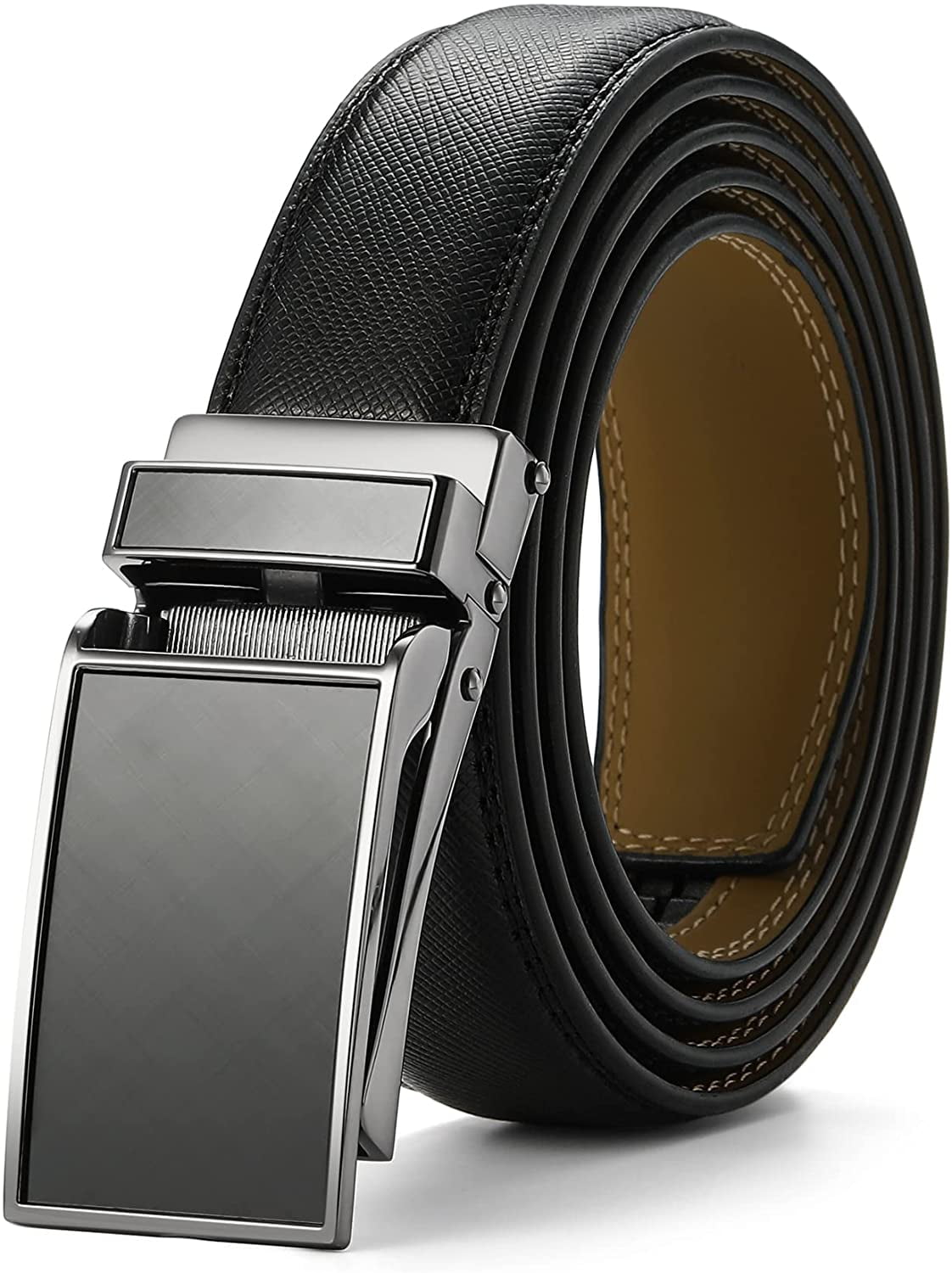 WILLIAMPOLO Leather Belt for Men, Ratchet Dress Belt for Men with Elegant  Gift Box (Black 01, 28-34 Waist Adjustable) at  Men's Clothing store