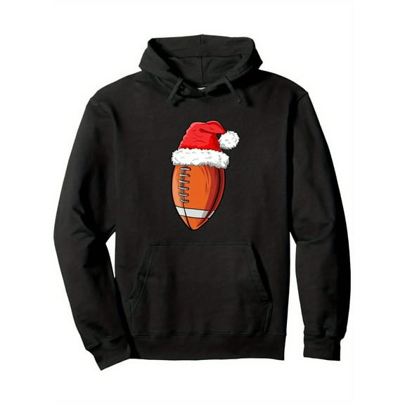 Men'S Christmas Santa Hat Hooded Sweatshirt - Cozy -Blend Pullover Hoodie with Pocket, Adjustable Drawstring Hood & Festive Red/Green/White Print, Long Sleeve Casual Winter Wear for Holiday Parties,