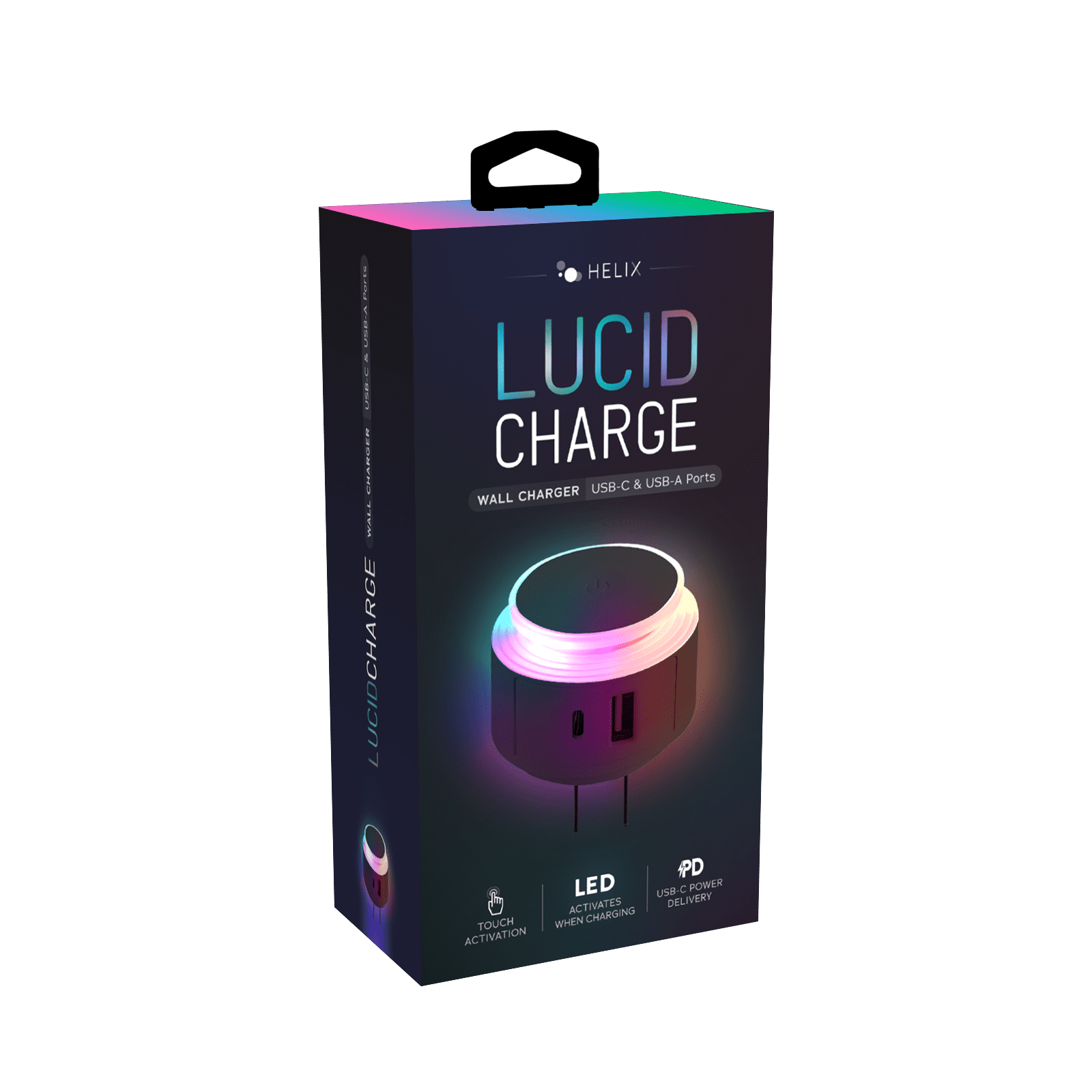 Helix Lucid LED Wall Charger with USB-A & USB-C Ports