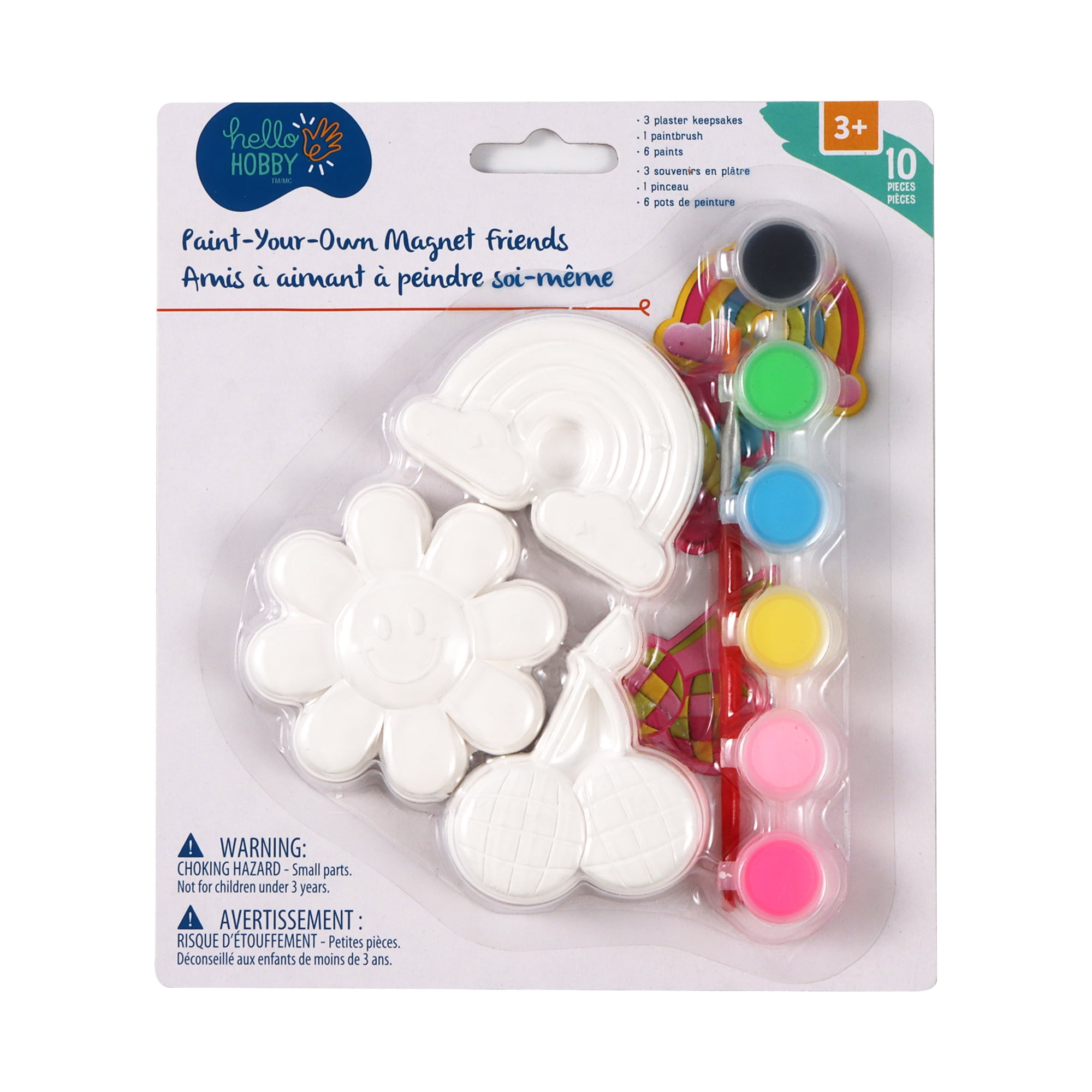 Hello Hobby Paint Your Own Magnet Friends Rainbow, flower and Cherry design