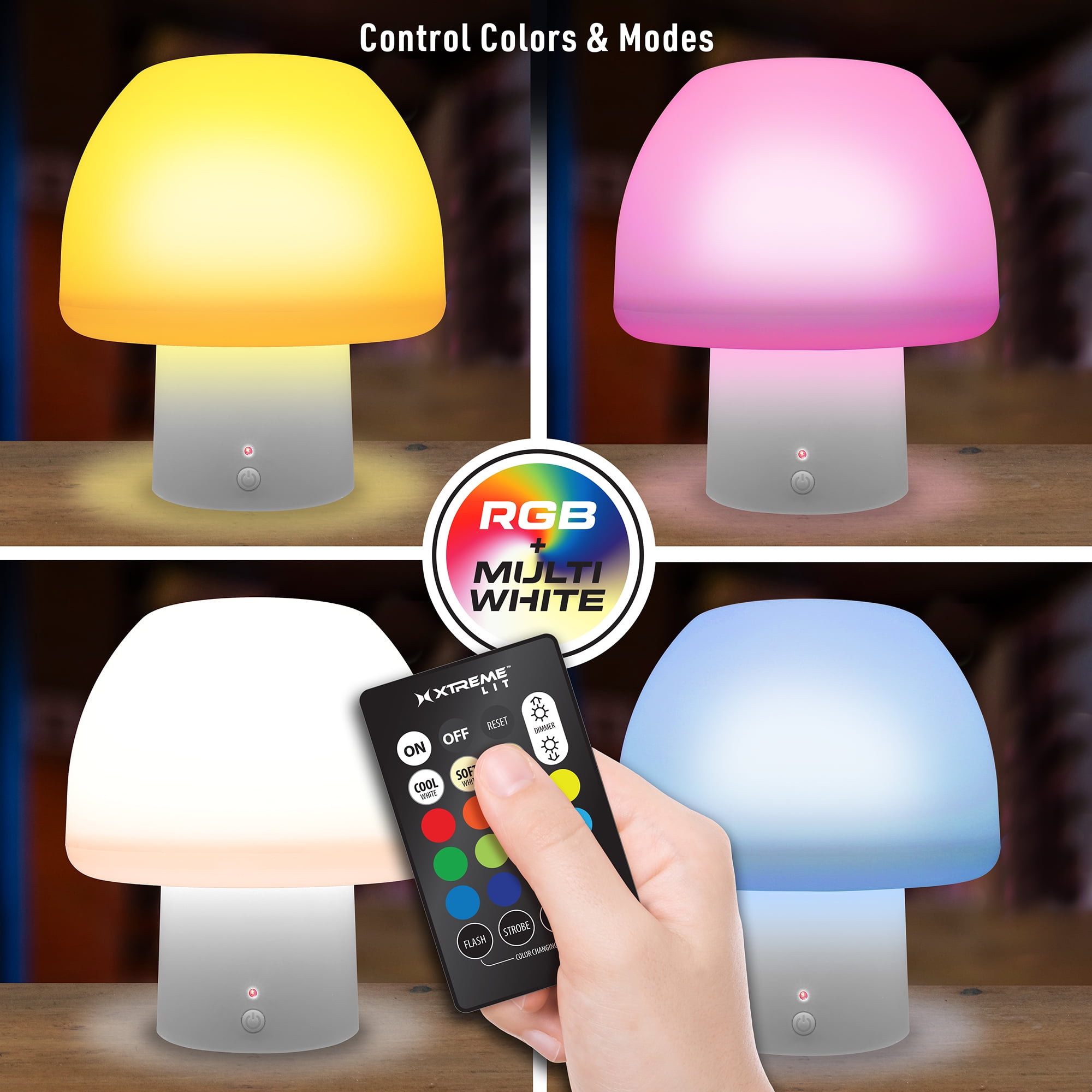 Xtreme Lit New Multi-Color LED Accent Mushroom Lamp with White