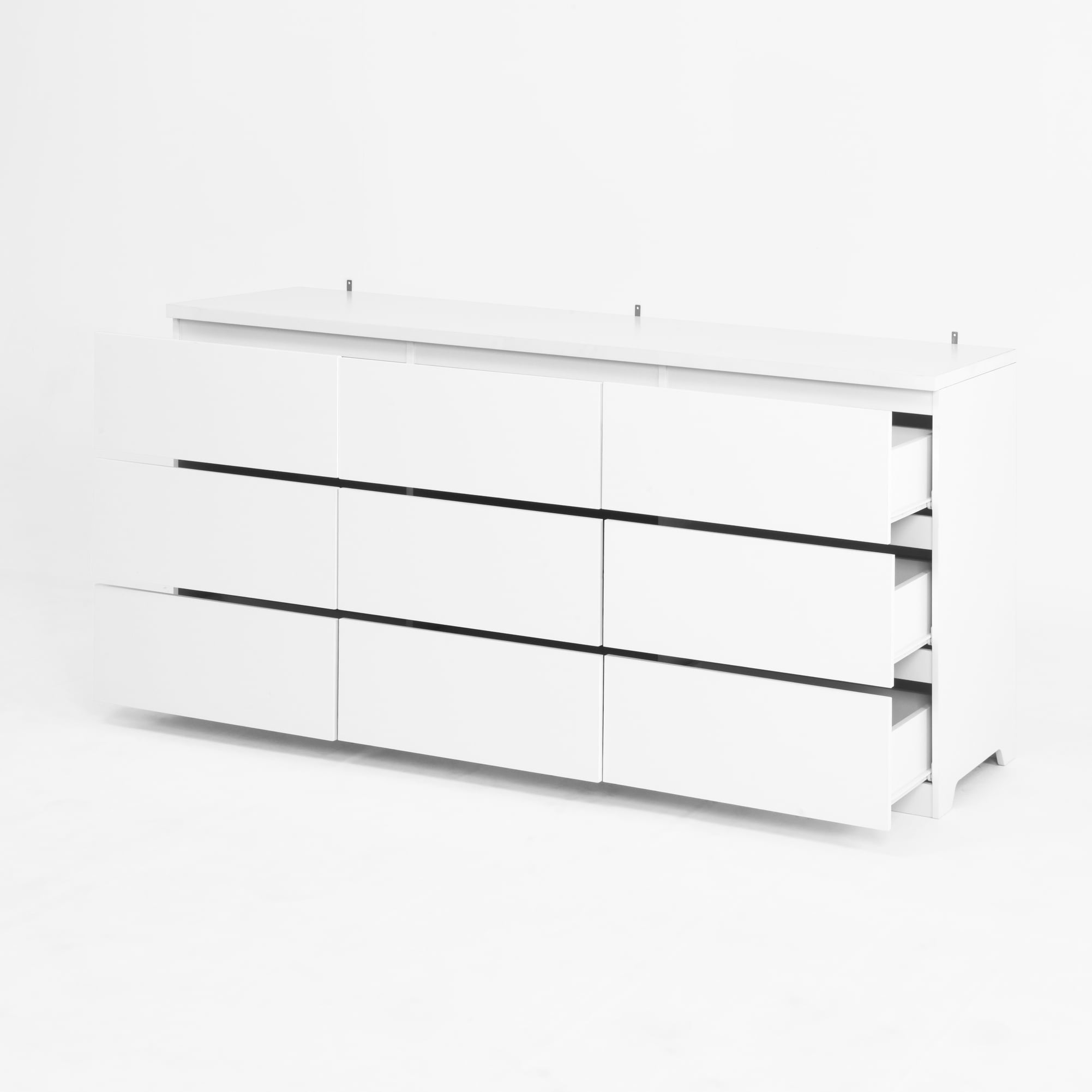 Noble House 9-Drawer Dresser, Modern Storage Chest with Handleless Design, White