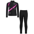 thumbnail image 5 of Aislor Girls Figure Skating Jacket Ice Ballet Dance Long Sleeve Jackets with Leggings for Competition Hot Pink 5-6, 5 of 7