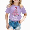 thumbnail image 6 of NOLDARES Christmas Shirts Girl Cotton Short Sleeve Tshirts Santa Xmas Tree Bow Graphic Tees,A610-Purple, 6 of 6