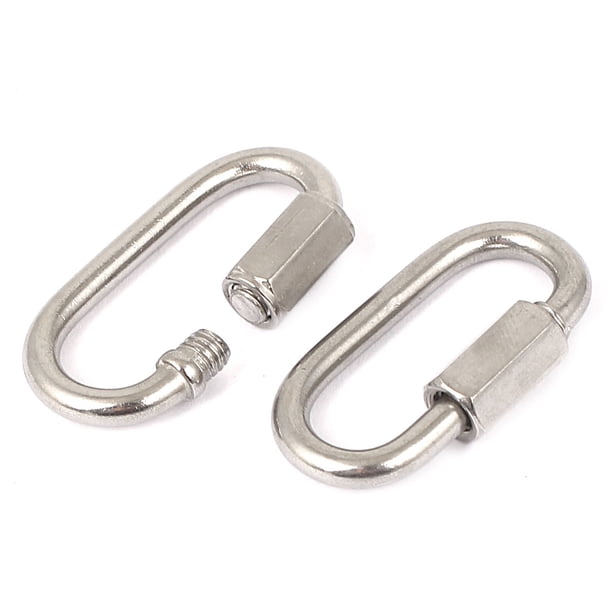 Mosquetón ovalado rápido de acero inoxidable 304 de 3.5 mm de grosor, 2 piezas