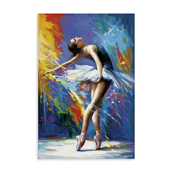 Stupell Industries Fluid Ballerina Movement Entertainment Painting Wrapped Canvas Art Print Wall Art, 16 x 24