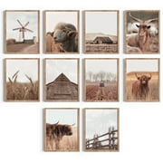 Cozy Side Cow Print Rustic Highland Art Posters - Rustic Highland Cow Posters for Wall Dcor - Set of 10 (8 x 10 in.)