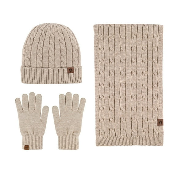 Beanies Hats Men Womens Gloves Hat Scarf Glove Set for Men and Women Scarf for Women Khaki