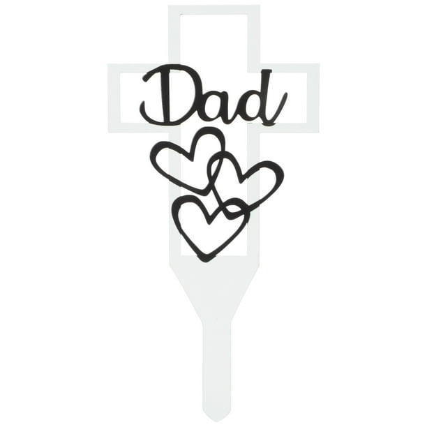 KAKOWELY Estaca conmemorativa de cementerio con forma de cruz de metal, estaca de patio, marcador de tumba para papá
