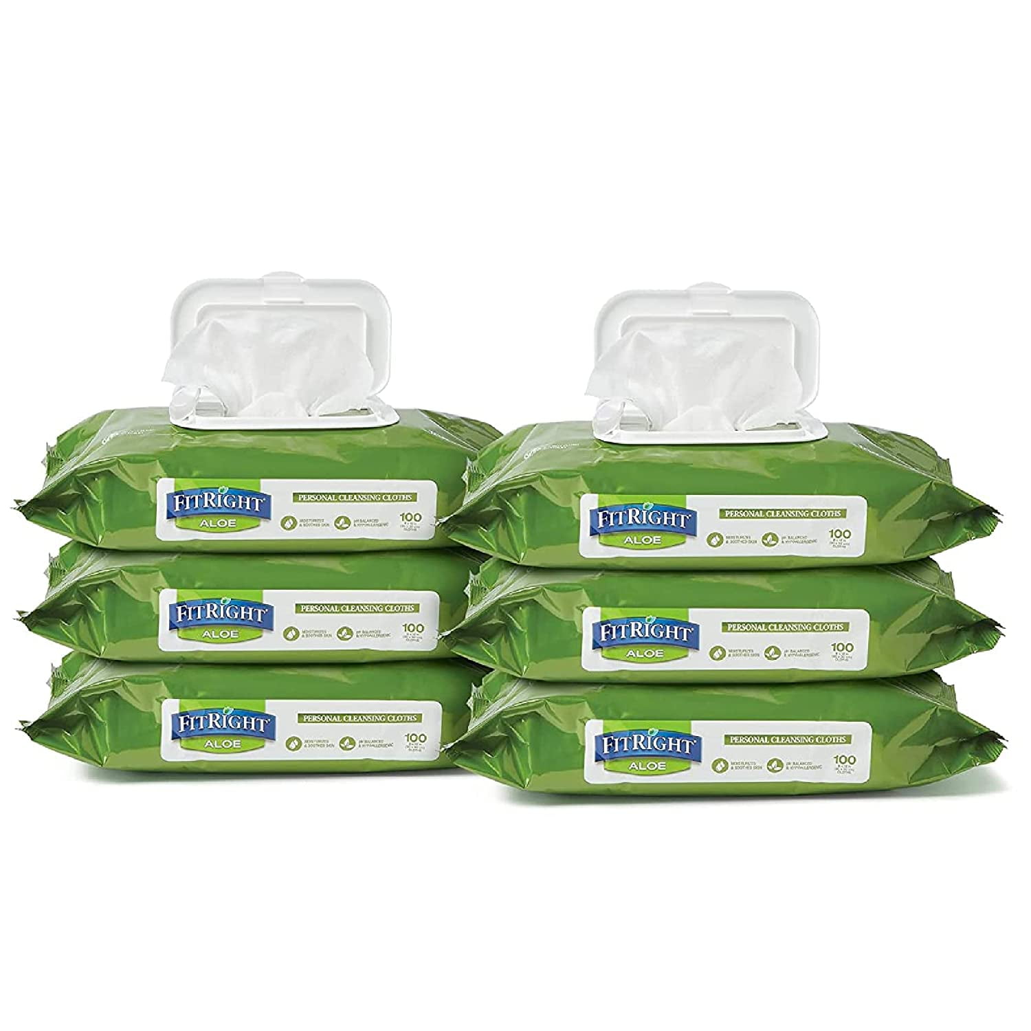 FitRight Personal Cleansing Wipes with Aloe (8x10 inch) 600 Pieces