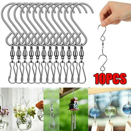 

Elbourn Swivel Hooks Clips for Hanging Wind Chimes Bird Feeder 360 Degree Rotating Stainless Steel Hooks Silver 10/30/60/100PCS