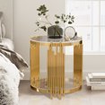 thumbnail image 2 of LoLado Modern Round Glass End Table,20" Sofa Side Table with Gold Stainless Steel Frame and Clear Glass Top,Tea Table,Luxury Square 2-Tier End Table with Storage Shelves,Clear, 2 of 9