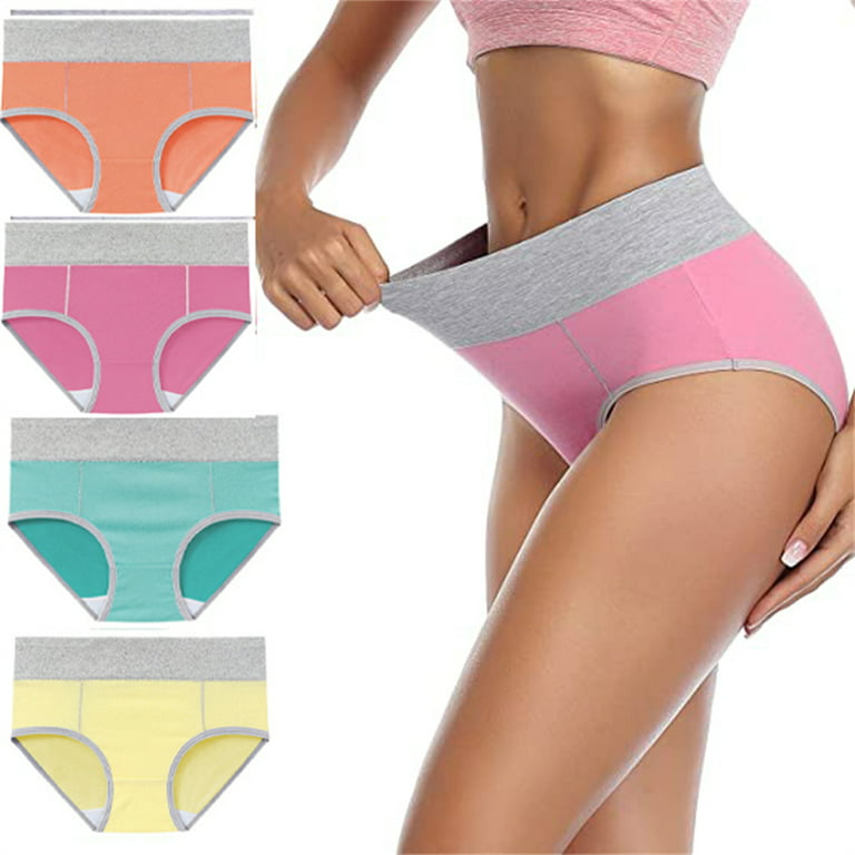 VOOPET 4 Pack Women's Cotton Underwear High Waist Stretch Panties Briefs  Plus Size Soft Breathable Underwear