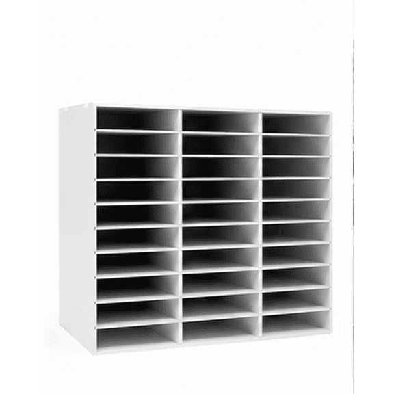 11-Slot Mail Organizer with Adjustable Dividers, Desktop Literature and File Sorter, White
