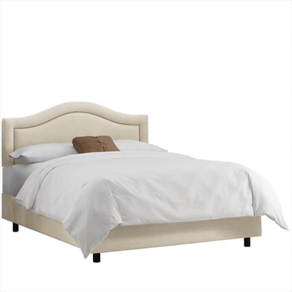 Skyline Furniture 901NBBED-BRLNNTLC Full Inset Nail Button Bed In Linen Talc