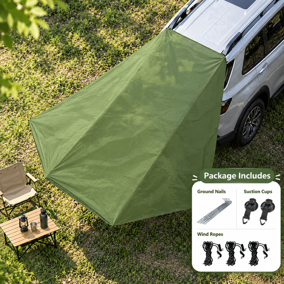 Jwgietk Car Side Awning, Exterior Auto Accessory, UV Sun Shade Shelter, Freestanding 4-Season for Trucks, SUVs, Off-Road Vehicles