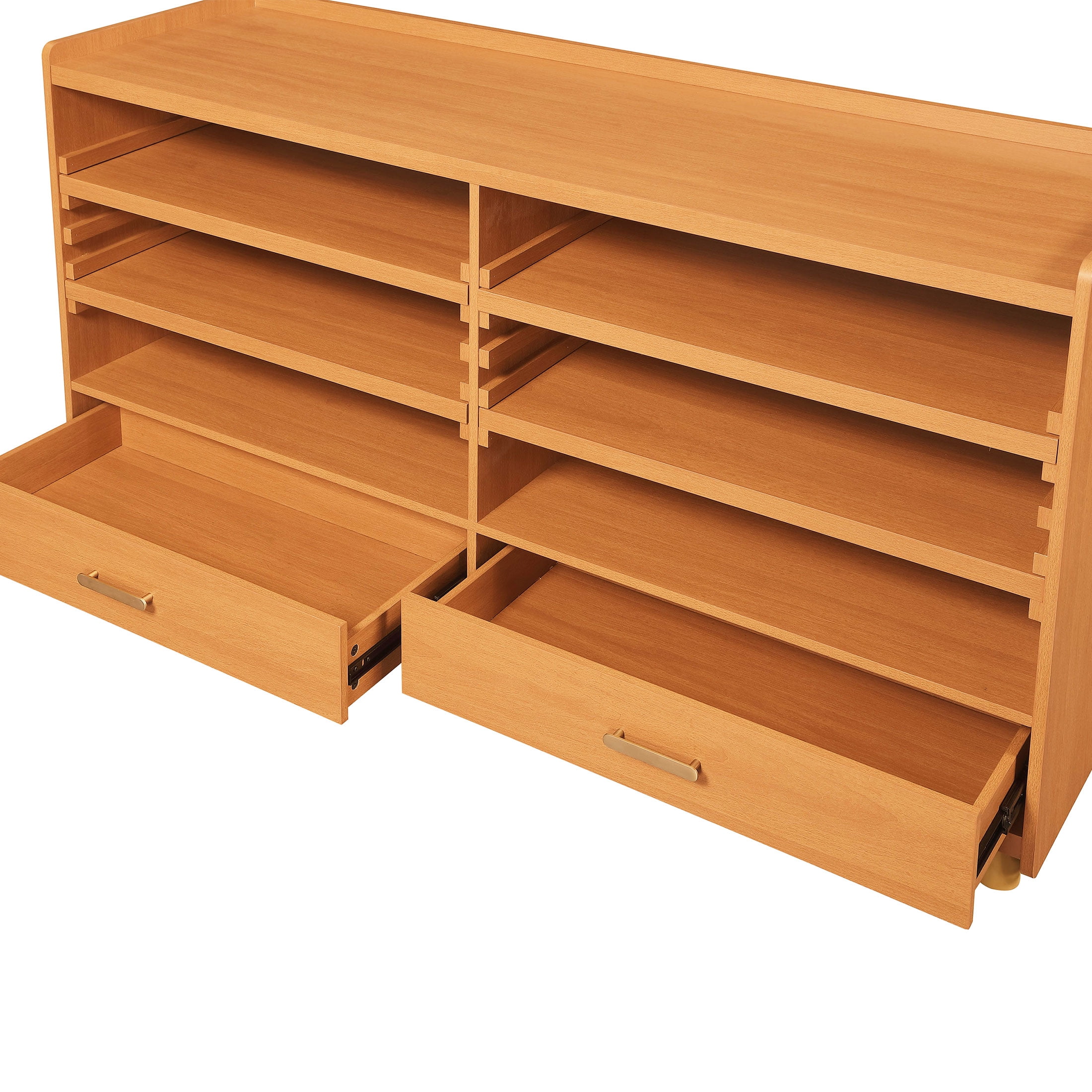 Beautiful by Drew Barrymore Maurice TV Stand for TVs Up to 70", Japandi Style, Cherry Finish