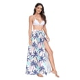 thumbnail image 2 of FORMRS Womens Beach Sarong Semi-Sheer Bikini Wrap Skirt Swimsuit Cover-ups, Pink Green Palm Pattern, 2 of 7