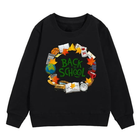 

Dpytoraw Back To School Season Girls Sweatshirt Winter Fashion Long Sleeve Warm Comfortable Top Cartoon Printing Daily Wear Size 5-6 Years