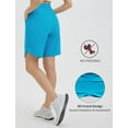 thumbnail image 4 of baleaf Bermuda Shorts for Women Knee Length 9'' Long Zipper Pockets High Waisted Quick Dry Lightweight Aqua Blue L, 4 of 7