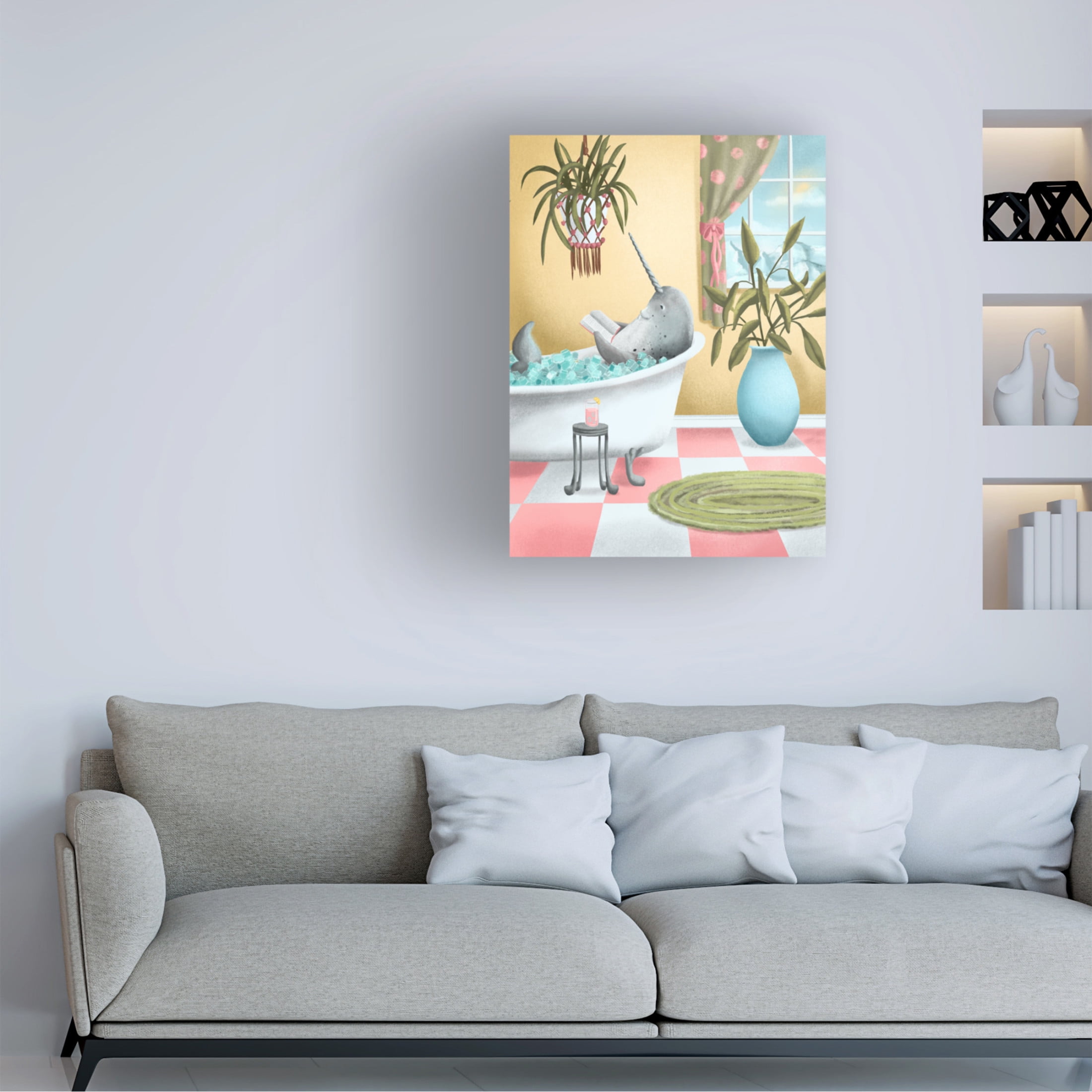 Canvas Wall Art - Christine Rotolo 'Arctic Animals in Tubs Narwhal 2' Wall Art for Living Room, Bedroom, or Office Décor by Trademark Fine Art - 14 x 19 Inches