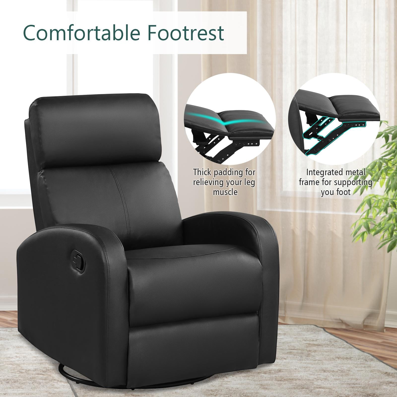 Giantex Recliner Chair Manual Rocking Chairs with Pull Button