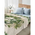 thumbnail image 4 of St. Patrick's Day, California King Size Flat Sheet, Wrinkleproof & Fadeproof Cooling Flat Bed Sheet Only, Watercolor Leaves Floral Plaid Wreath Breathable Soft Bedding Top Sheets 108 x 98 Inches, 4 of 8