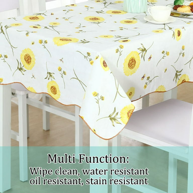 Unique Bargains Vinyl Rectangle Table Cover Yellow Flower Tablecloth 54 x  71 