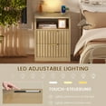 thumbnail image 6 of Nightstand With Charging Station And Led Light, 2 Storage Drawer And Open Shelf, Modern Bedside Table For Small Space, For Bedroom, Living Room, Natural, 6 of 7