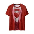 thumbnail image 5 of Xuyuer Valentine's Day Women's Tshirts Holiday Party Funny Costume 3D Print Funny Tuxedo Graphic Novelty Short Sleeve Crewneck Shirt Circus Costume Showman T-Shirts, 5 of 9