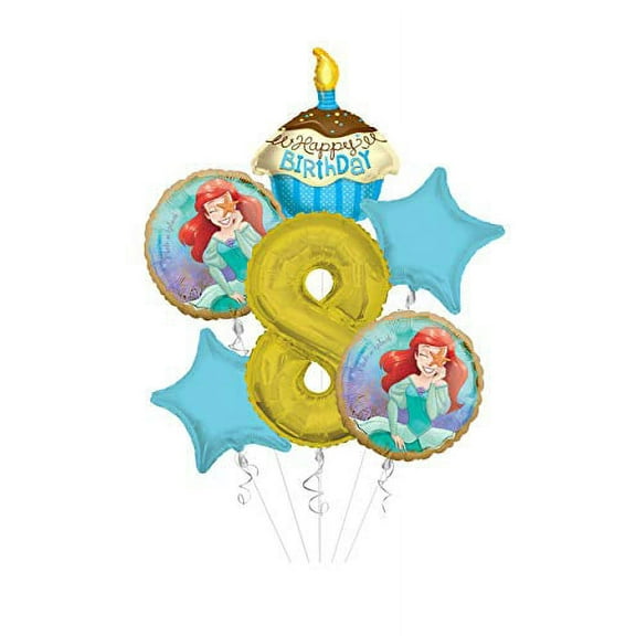 Anagram/Kaleidoscope Princess Little Mermaid (Ariel) Once Upon A Time Happy Birthday Balloon Bouquet 6 pc, 8th Birthday, | Viva Party Balloon Collection