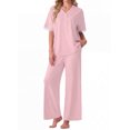 thumbnail image 2 of MINTREUS Women's Pajama Set Short Sleeve Sleepwear Set Soft Two Piece Matching Set with Pockets, 2 of 5