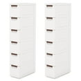 thumbnail image 1 of Gymax Armoire de Rangement Étroite à Roulettes 2 Pcs à 6 Tiroirs avec Poignées de Tirage et Roues Intégrées, 1 of 10