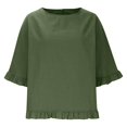 thumbnail image 7 of Summer Sales Womens Summer Tops Cute Lightweight Cotton‑Linen 3/4 Sleeve Summer Casual Blouse Oversized Tshirts for Women Under 12$, 7 of 7