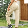 thumbnail image 3 of USNSM Women's High Waist Cargo Jeans Flap Pocket Baggy Cargo Pants Y2K Wide Leg Denim Jeans Y2K Streetwear Pants Beige S, 3 of 5